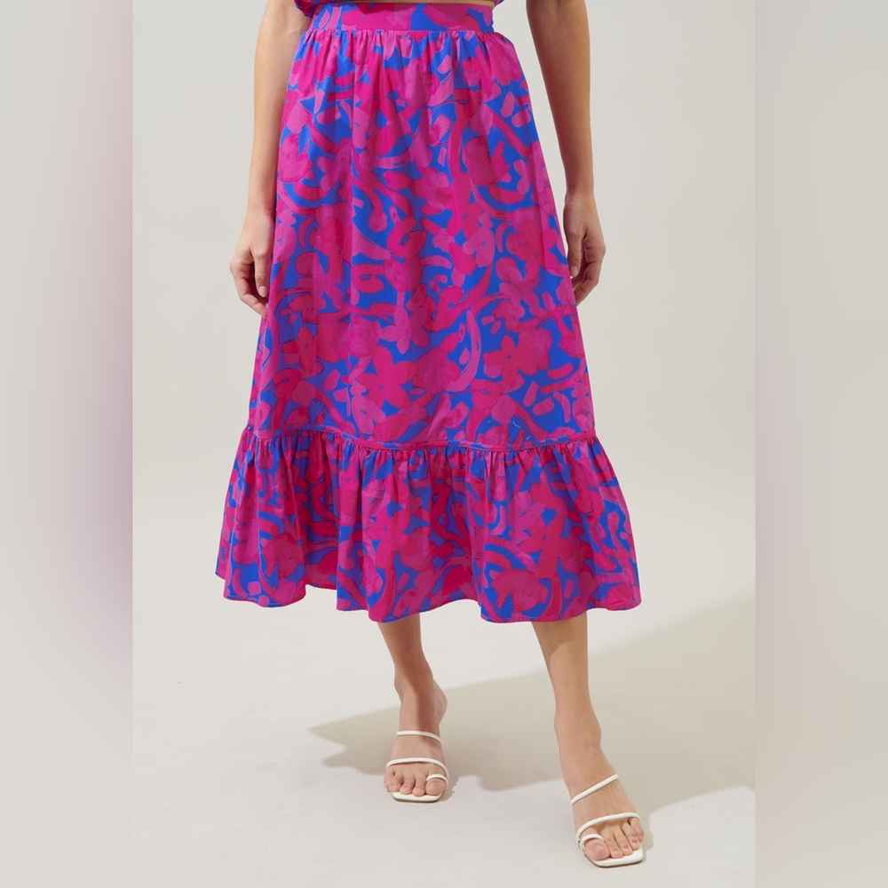 Sugarlips Pink and Blue Floral Skirt